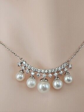 Genuine 5-5.5mm Cultured Freshwater Pearl Sterling Silver Necklace!